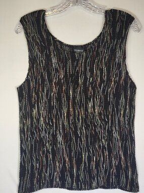 George Vintage Y2K Woman's Stretch Crinkle Textured Tank Top Size 18W/20W Black